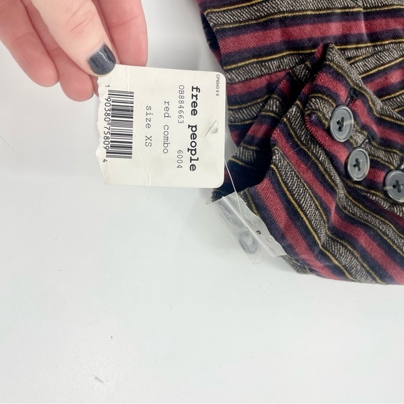 NWT Free People B-Line Striped Velvet Blazer Red Burgundy Academia Jacket Combo - Picture 10 of 14